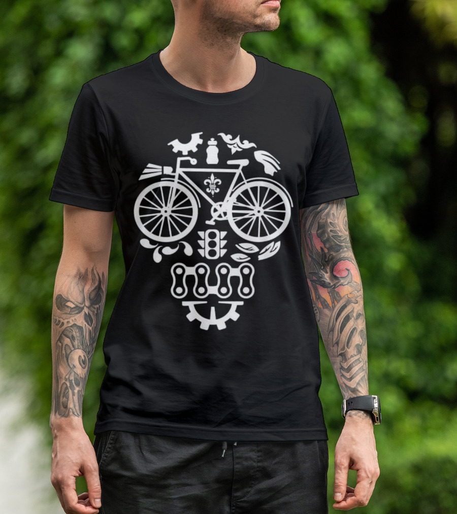 Bicycle Cycling Gear Sugar Skull With Funny Traffic Light Elements T-Shirt