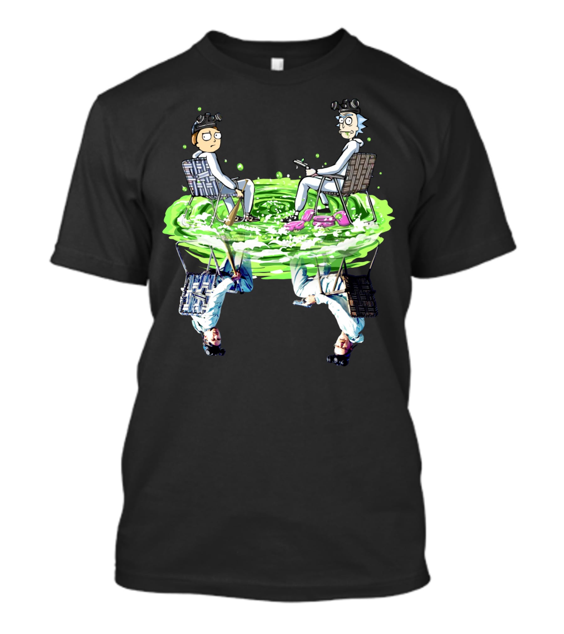 Rick And Morty Sitting On Swamp Reflection T-Shirt