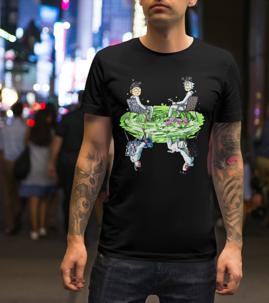 Rick And Morty Sitting On Swamp Reflection T-Shirt