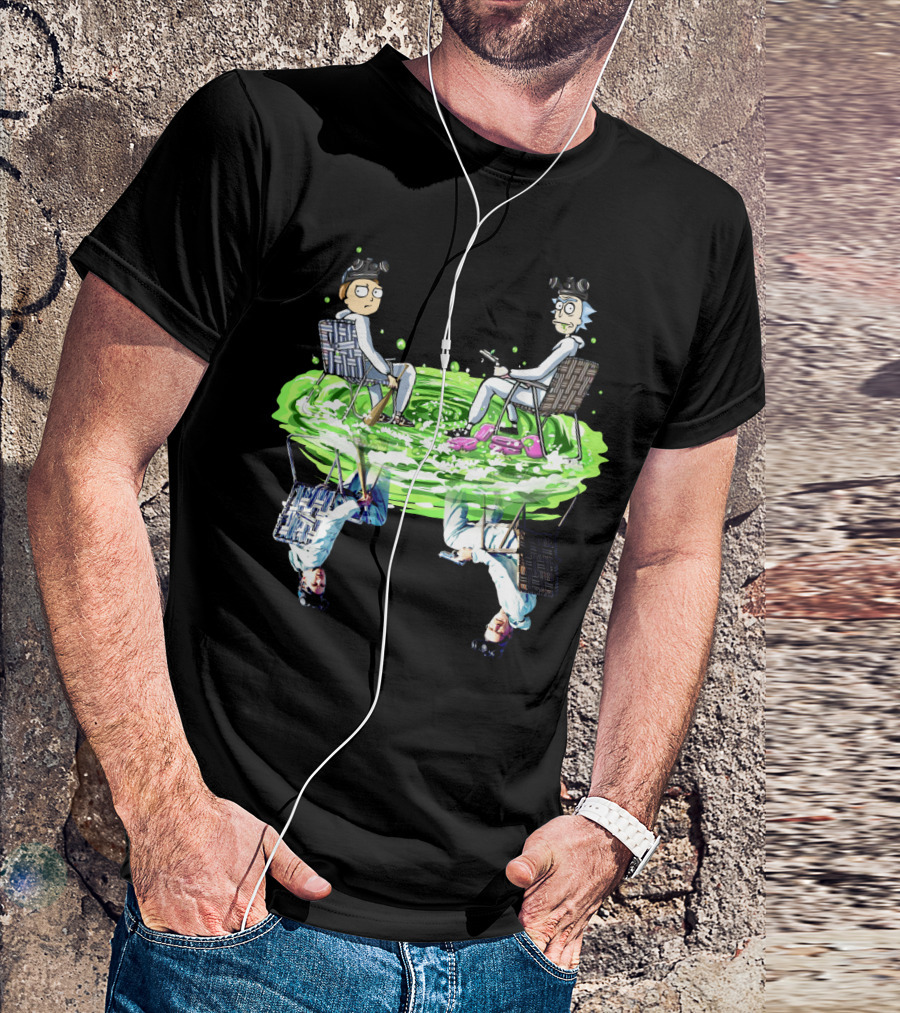 Rick And Morty Sitting On Swamp Reflection T-Shirt