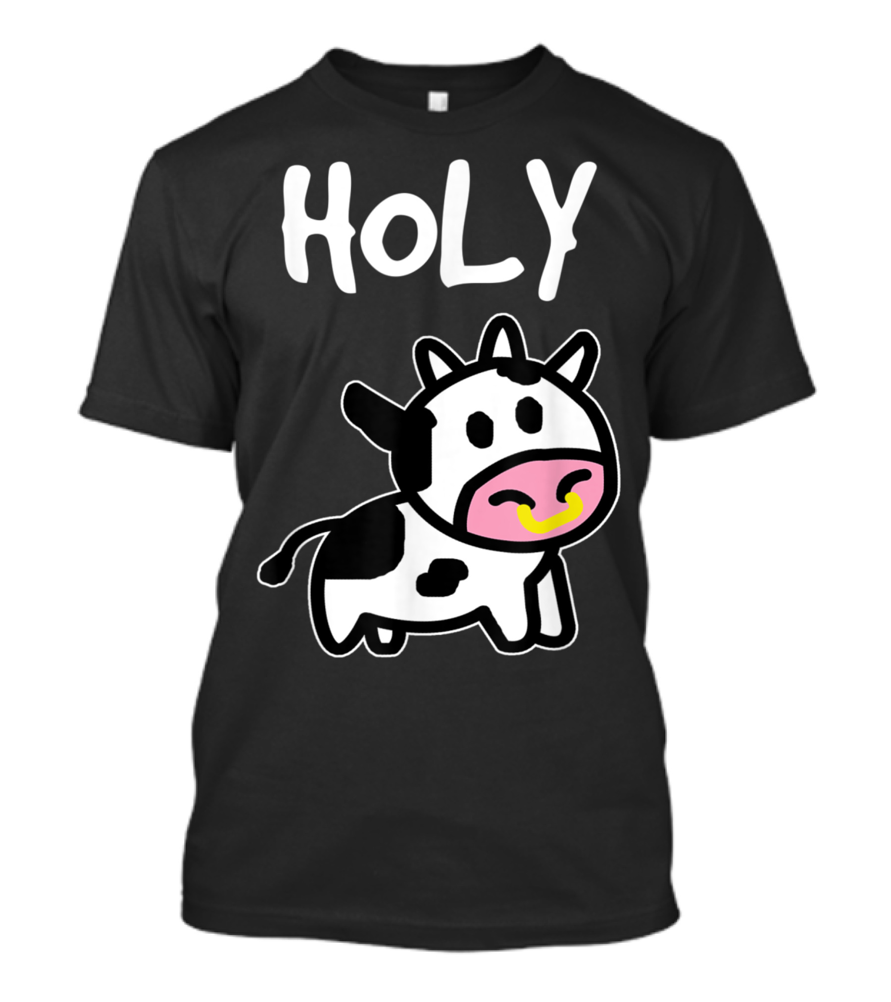 Holy Cow Funny Farmer Cow Cute Cartoon Playful Expression T-Shirt