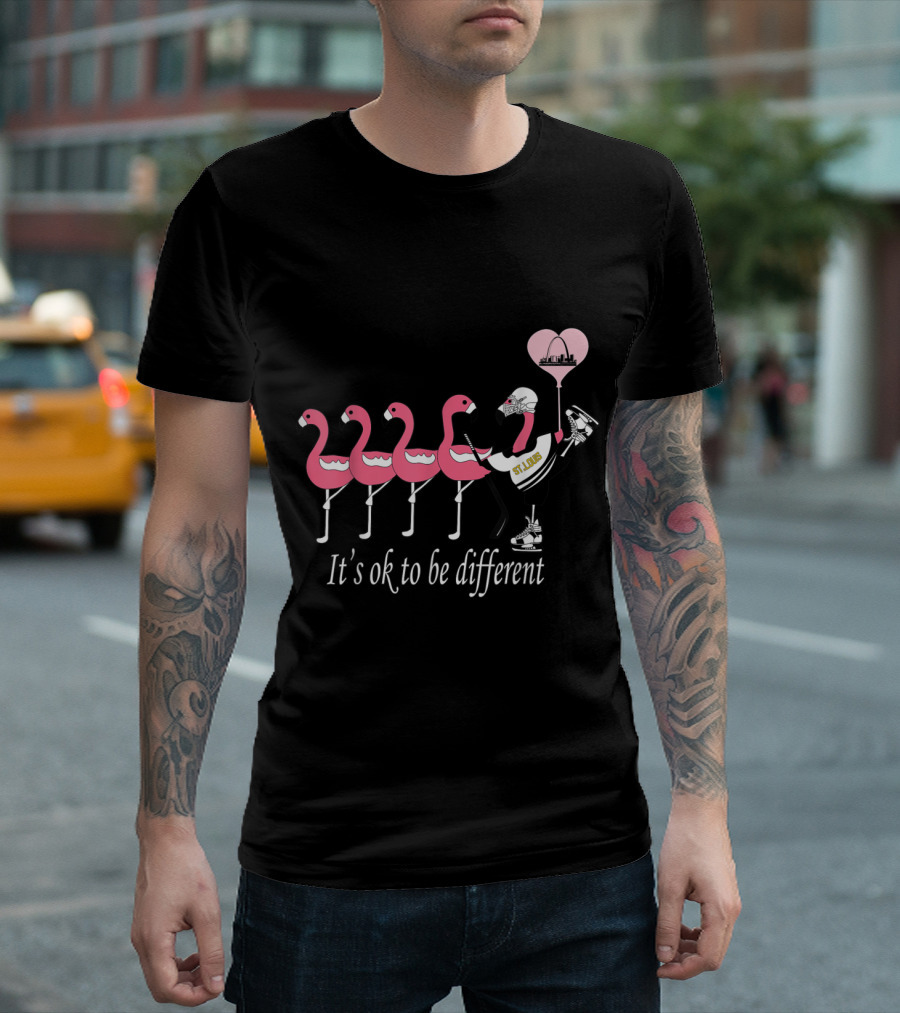 It's OK To Be Different Flamingo St. Louis Ice Hockey Lover T-Shirt