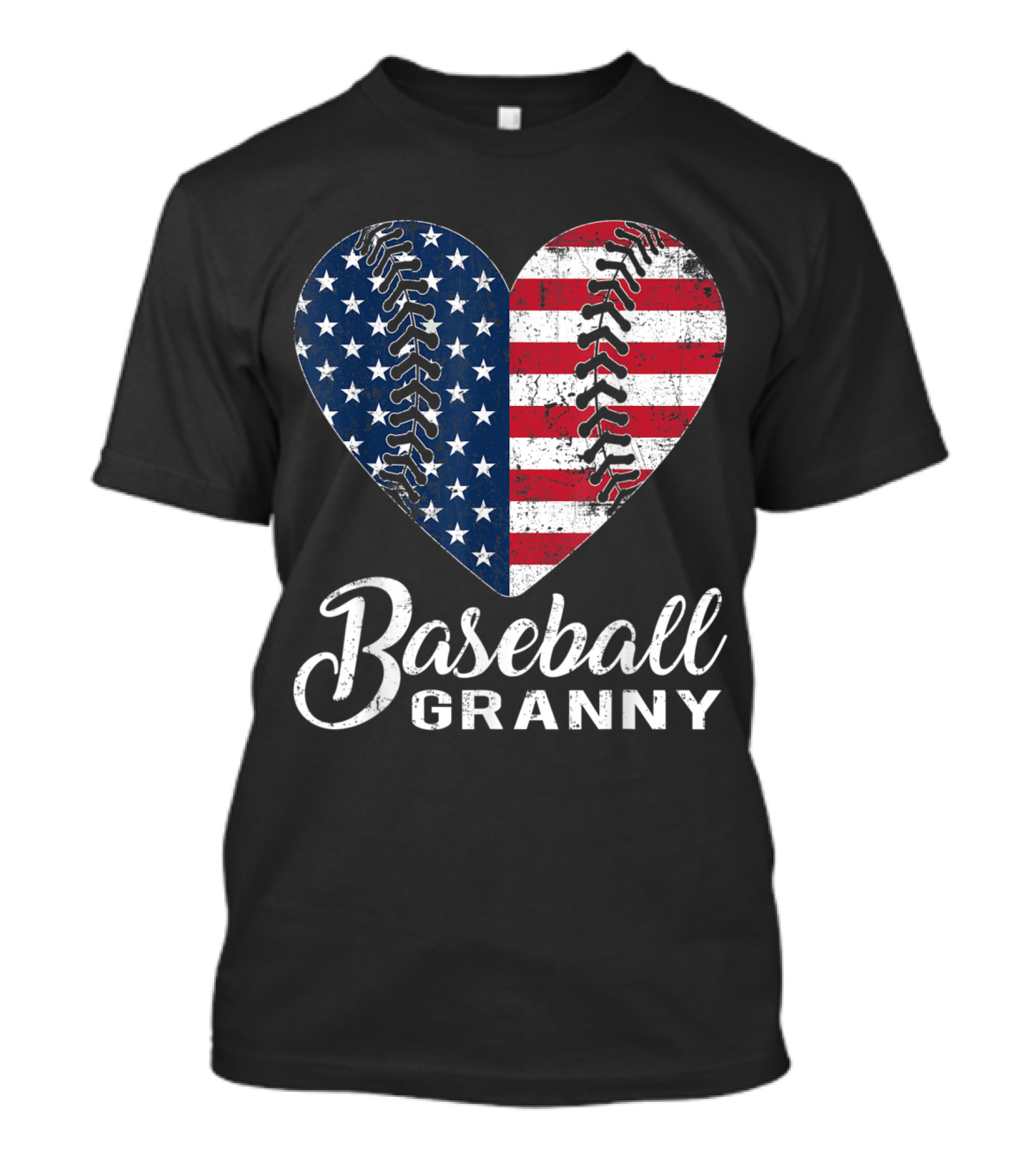 Patriotic Baseball Granny Heart T-Shirt