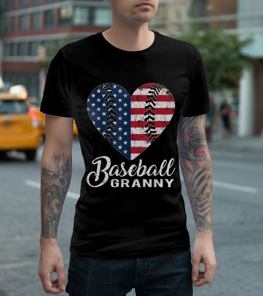 Patriotic Baseball Granny Heart T-Shirt