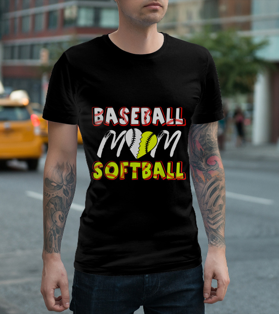 Baseball Softball Mom Heart T-Shirt