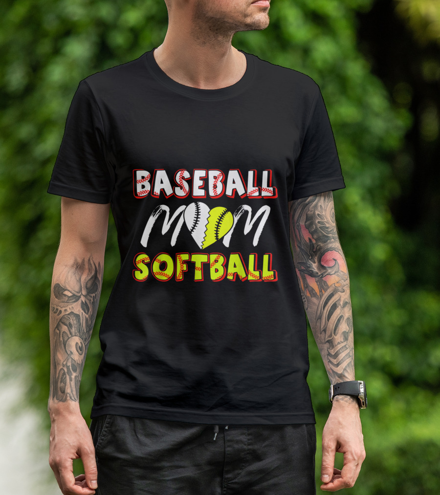 Baseball Softball Mom Heart T-Shirt