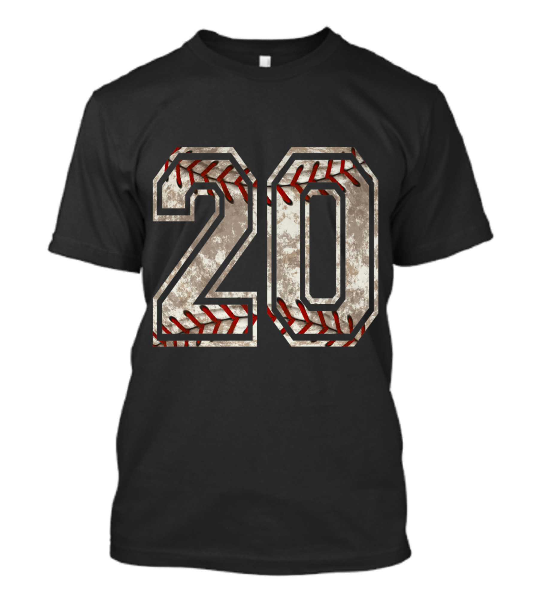 Baseball Jersey Number 20 Vintage Distressed Design With Red Stitching T-Shirt