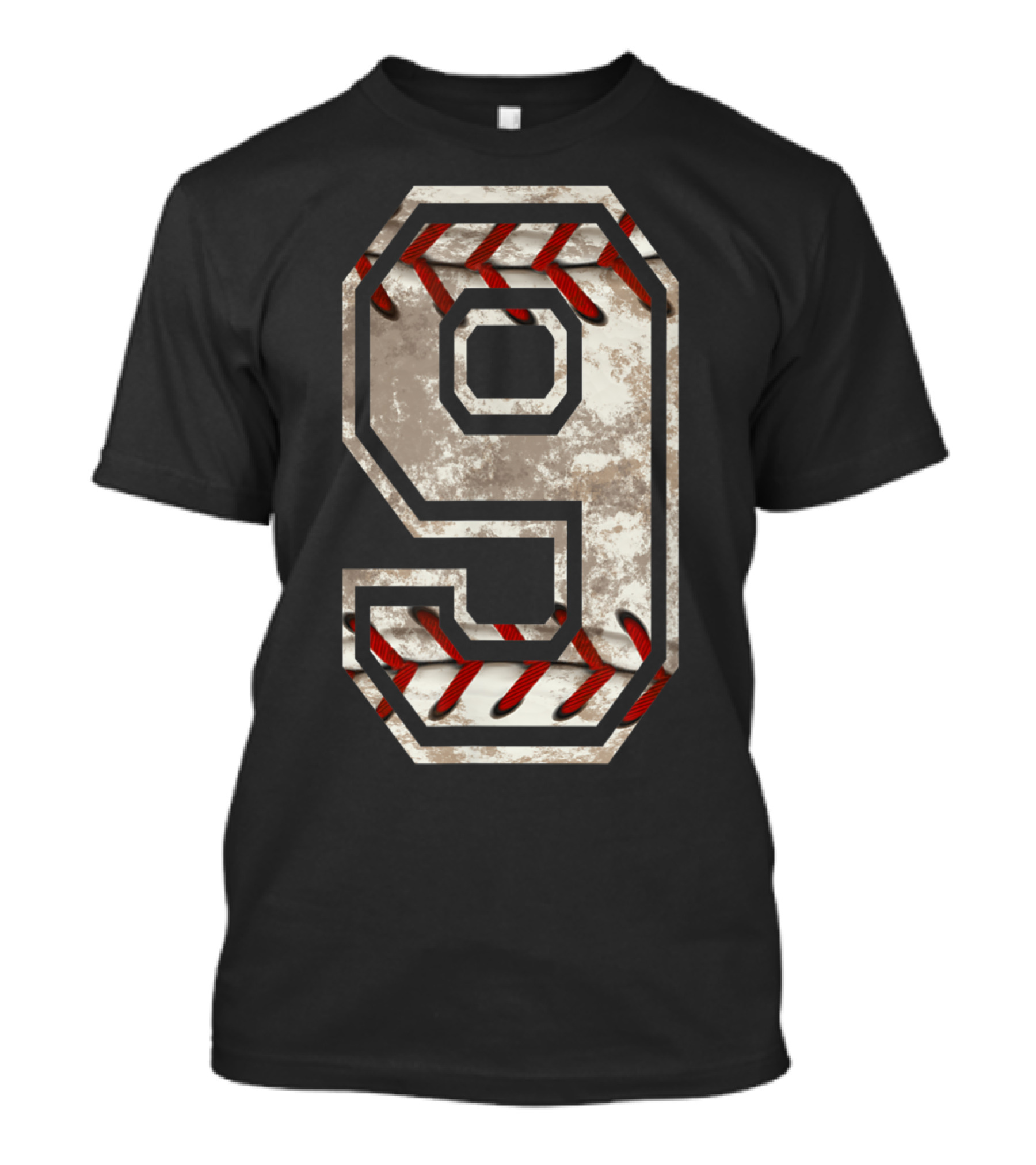 Vintage Baseball Jersey Number 9 Distressed Stitching T-Shirt
