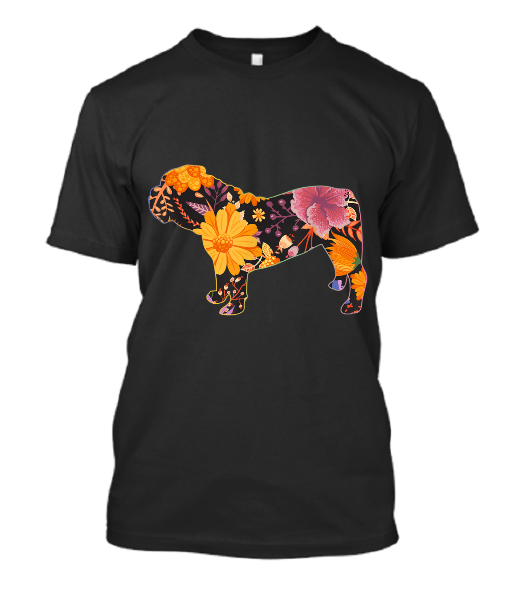Floral Flower Vintage Valley Bulldog With Colorful Blossoms T-Shirt