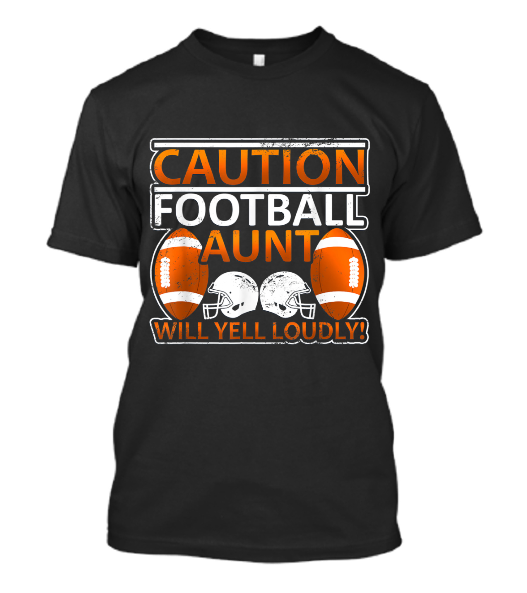 Caution Football Aunt Will Yell Loudly With Helmets And Footballs T-Shirt