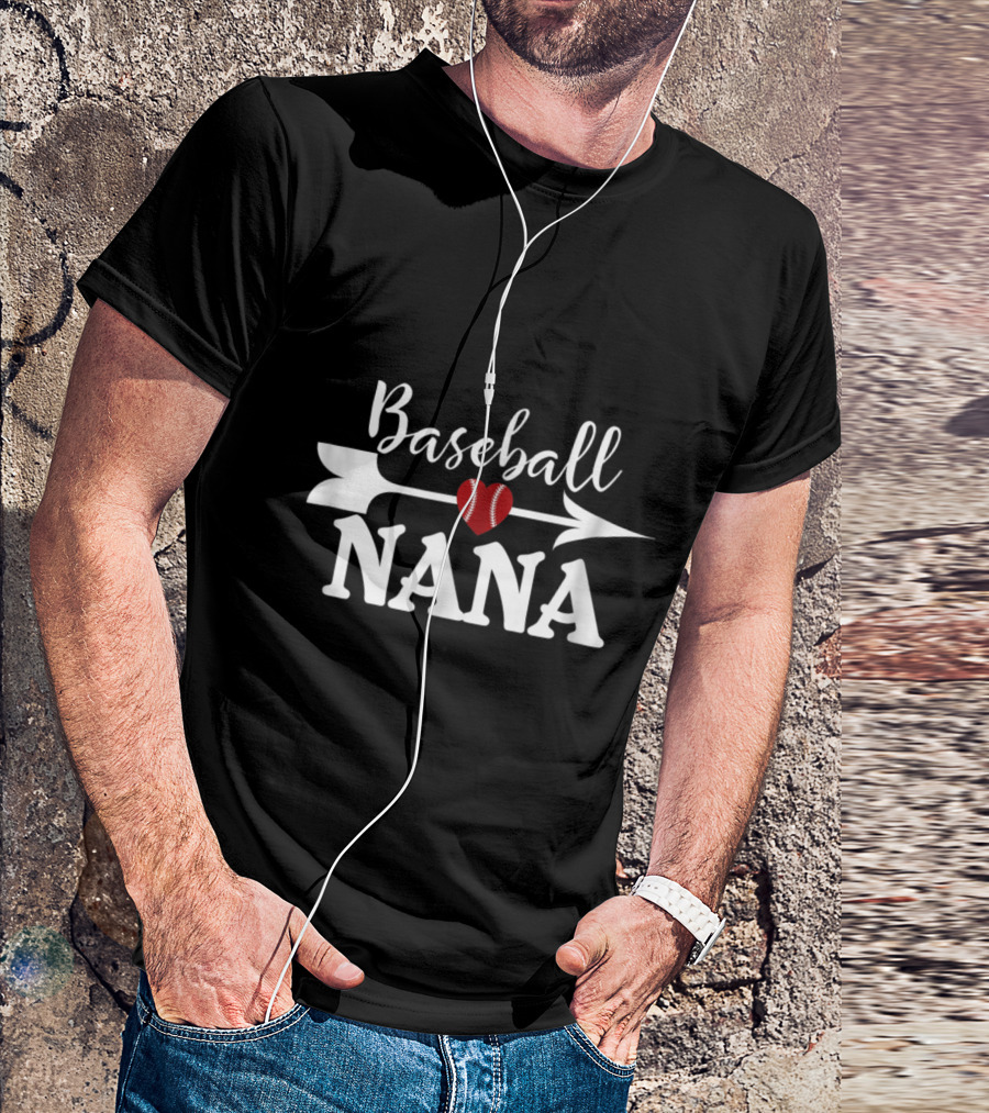 Baseball NANA Proud Grandma Heart And Arrow T-Shirt