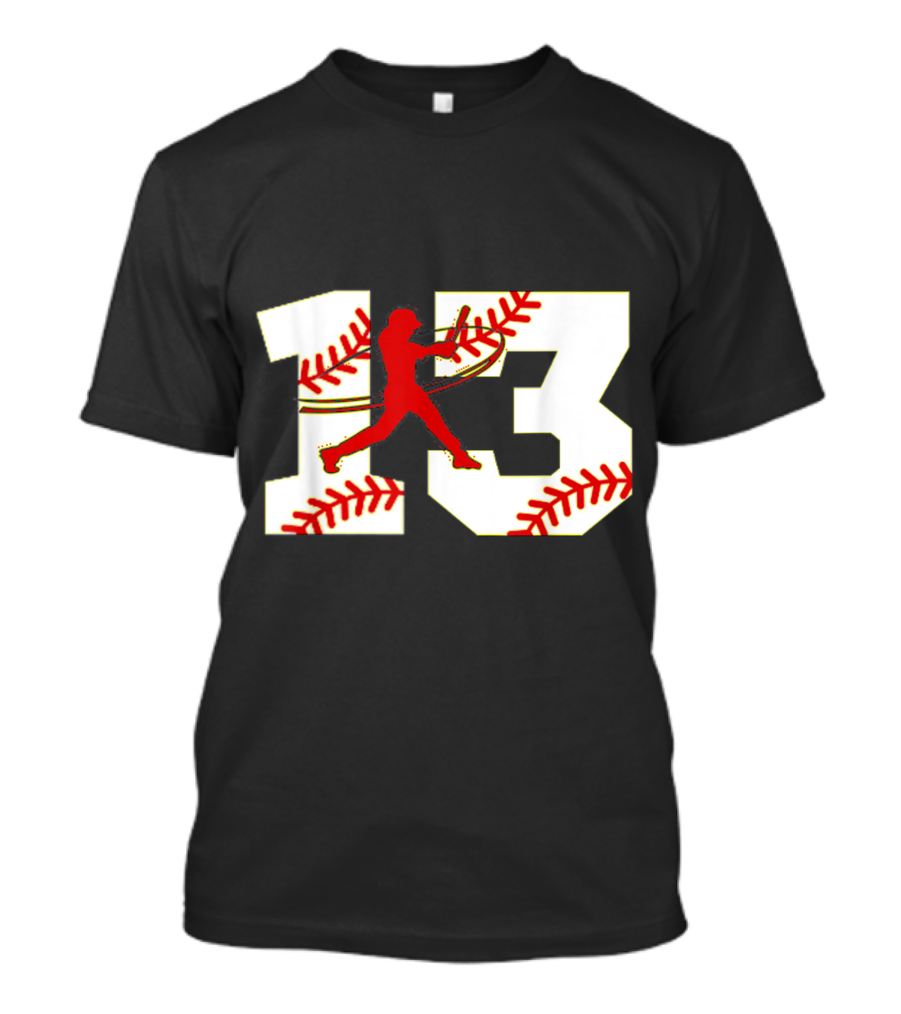 Baseball 13 Jersey Batter Graphic With Red Stitching Number T-Shirt
