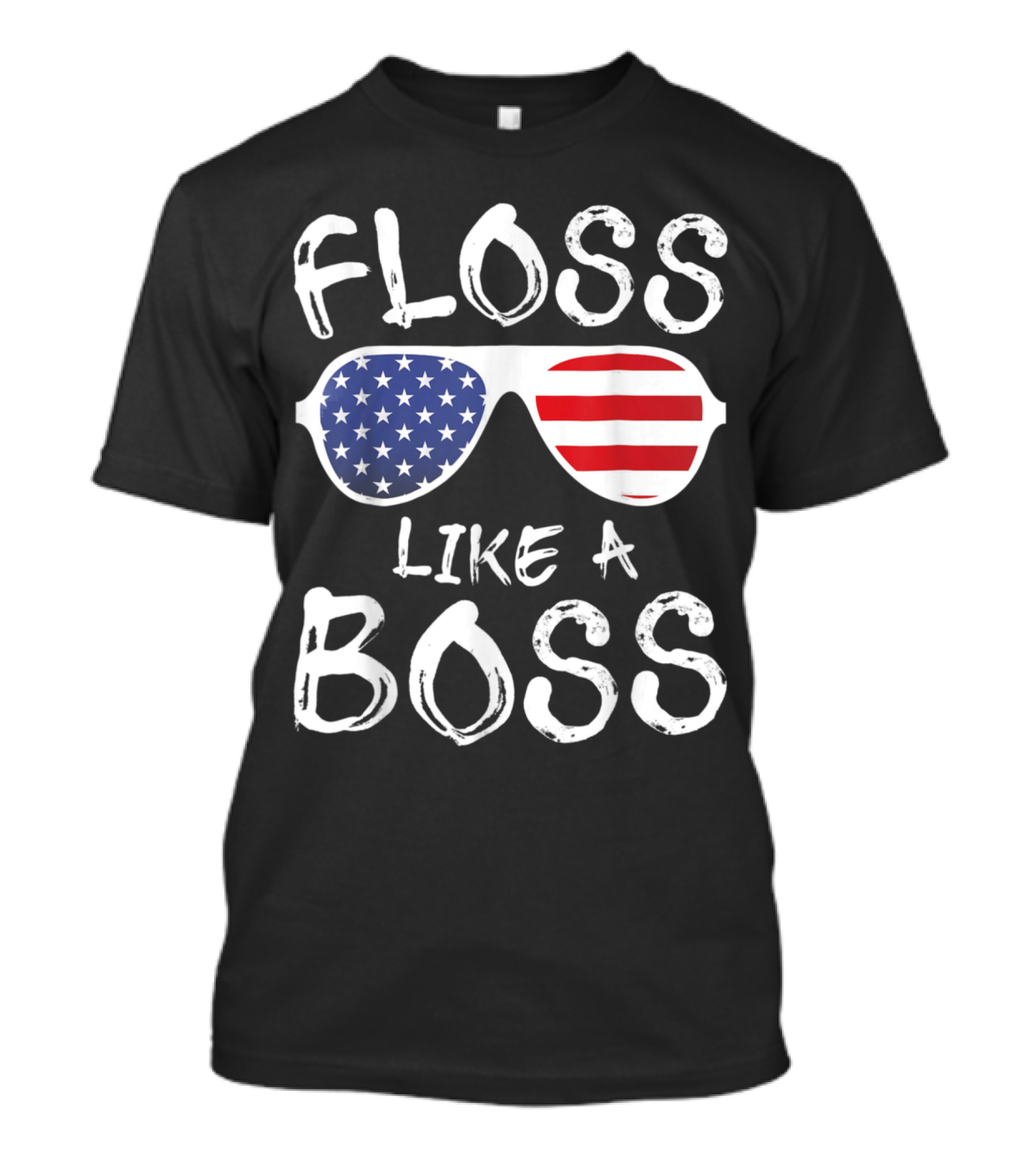 Floss Like A Boss American Flag Sunglasses Patriotic T-Shirt