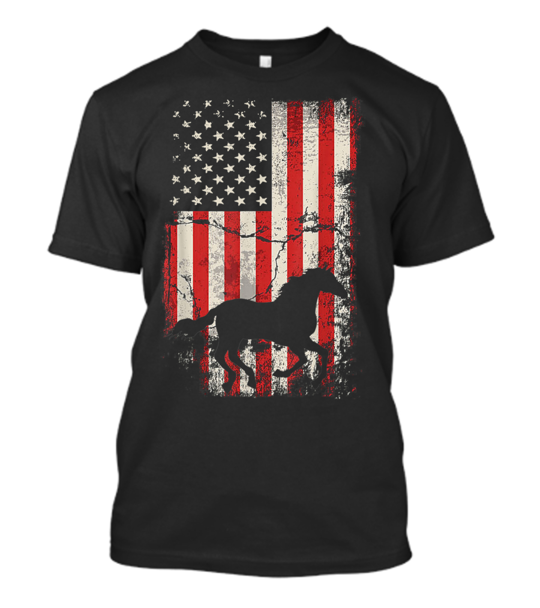 Patriotic Horse Silhouette With American Flag Background T-Shirt
