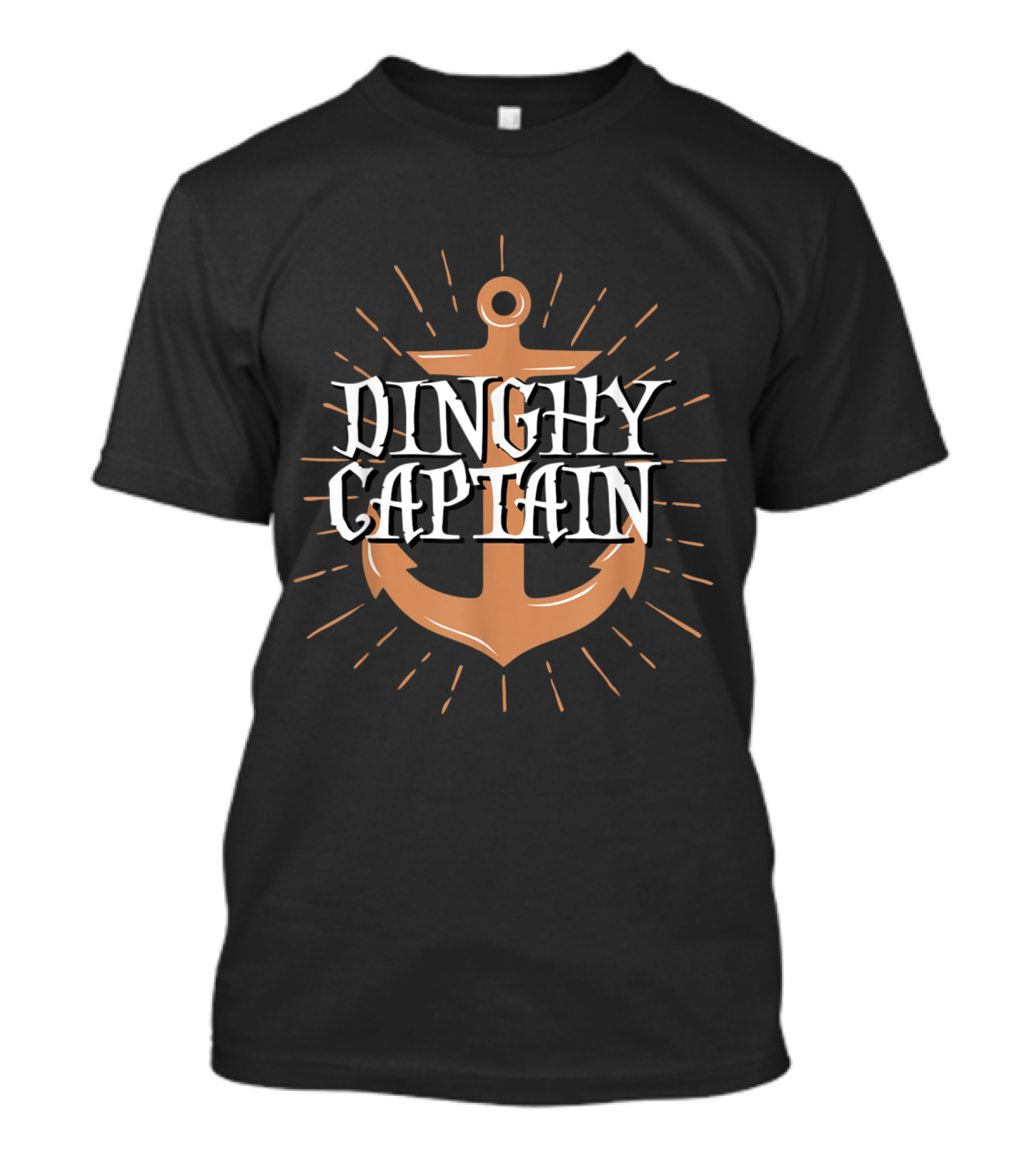 Dinghy Captain Nautical Anchor Design With Sunburst Elements T-Shirt
