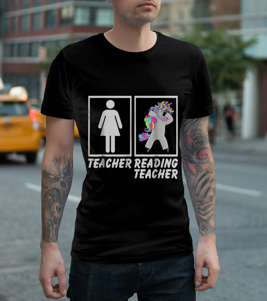Teacher Reading Teacher Unicorn Dabbing Fun T-Shirt