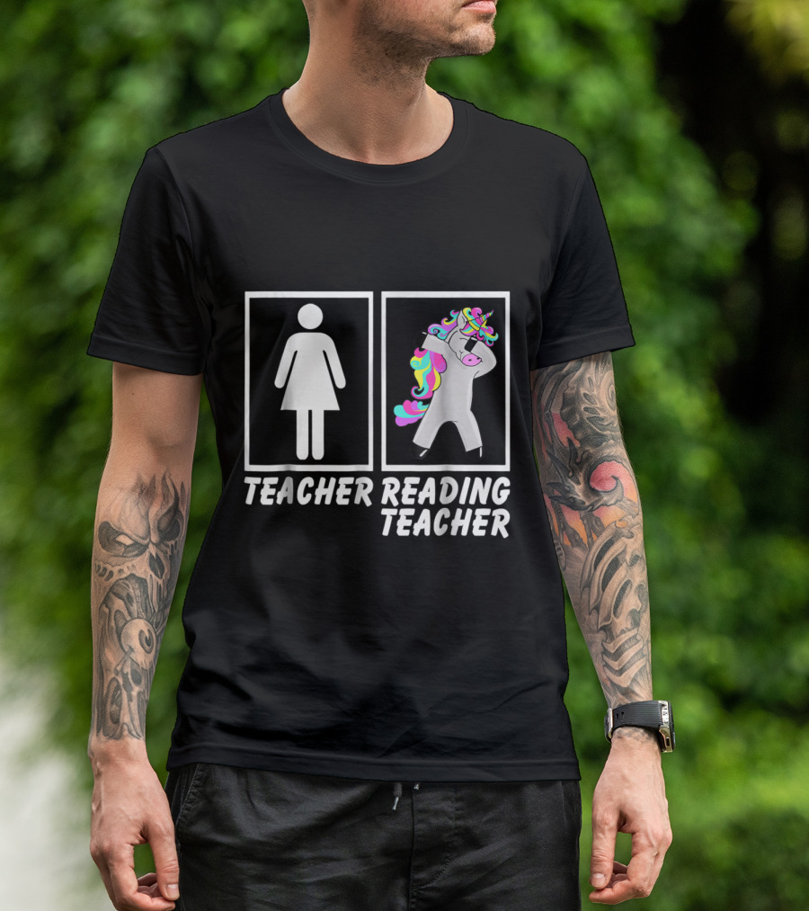 Teacher Reading Teacher Unicorn Dabbing Fun T-Shirt