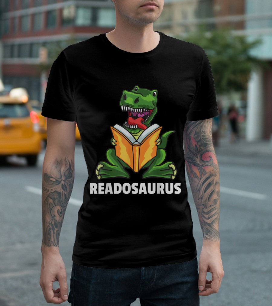 READOSAURUS Dinosaur Reading Book Funny T-Rex T-Shirt