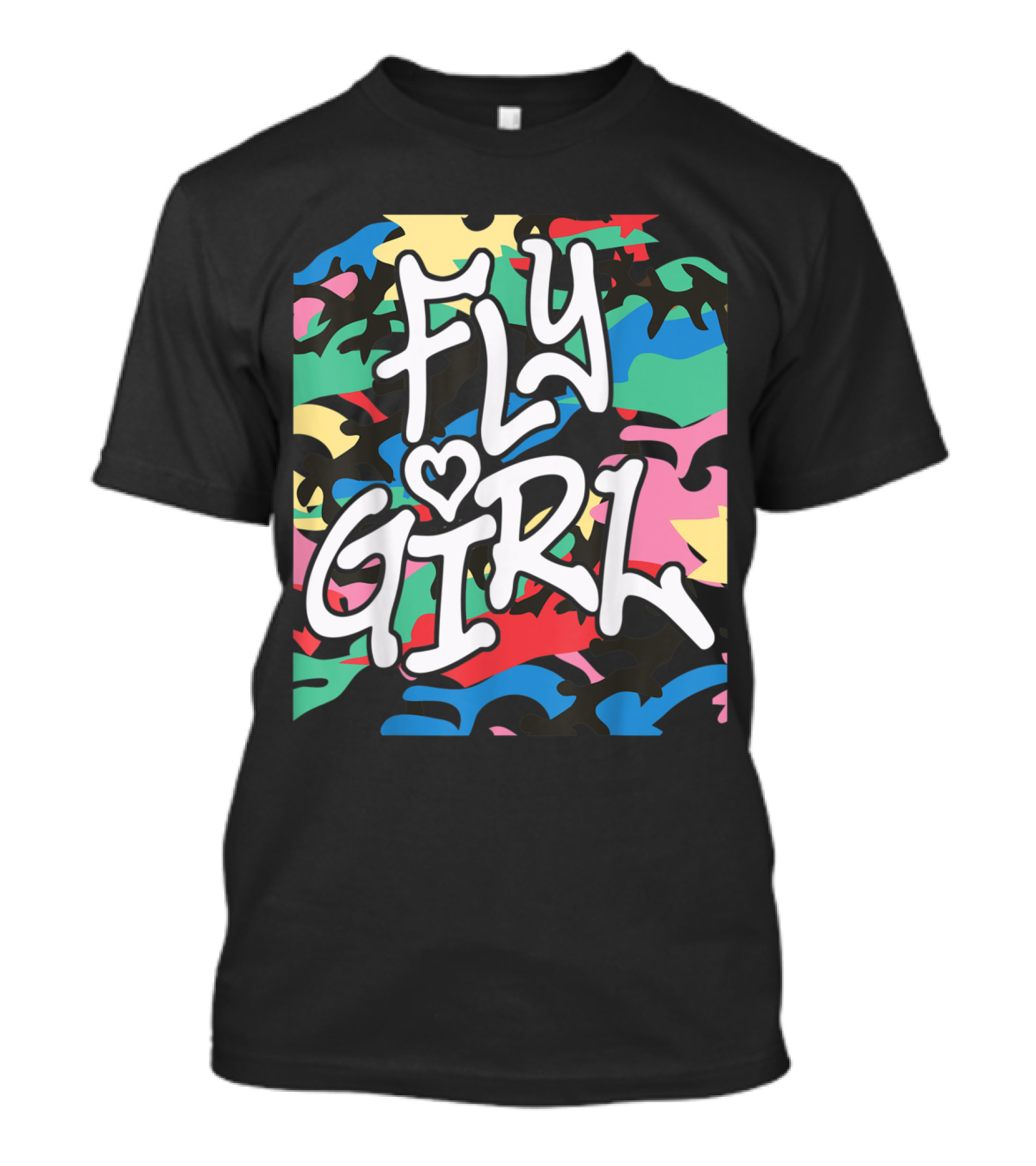 Fly Girl Camo Colorful Old School B Girl T-Shirt