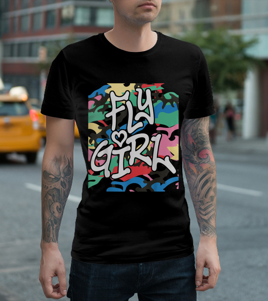 Fly Girl Camo Colorful Old School B Girl T-Shirt