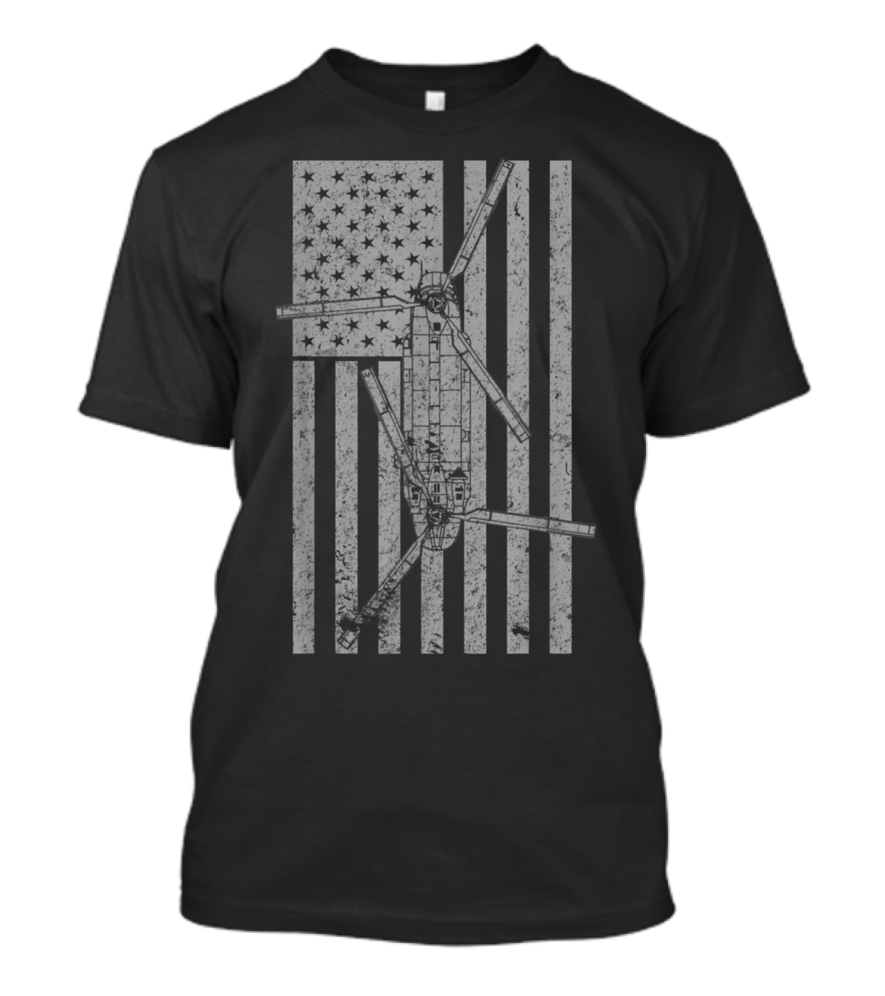 CH 47 Chinook Military Helicopter Vintage USA Flag T-Shirt