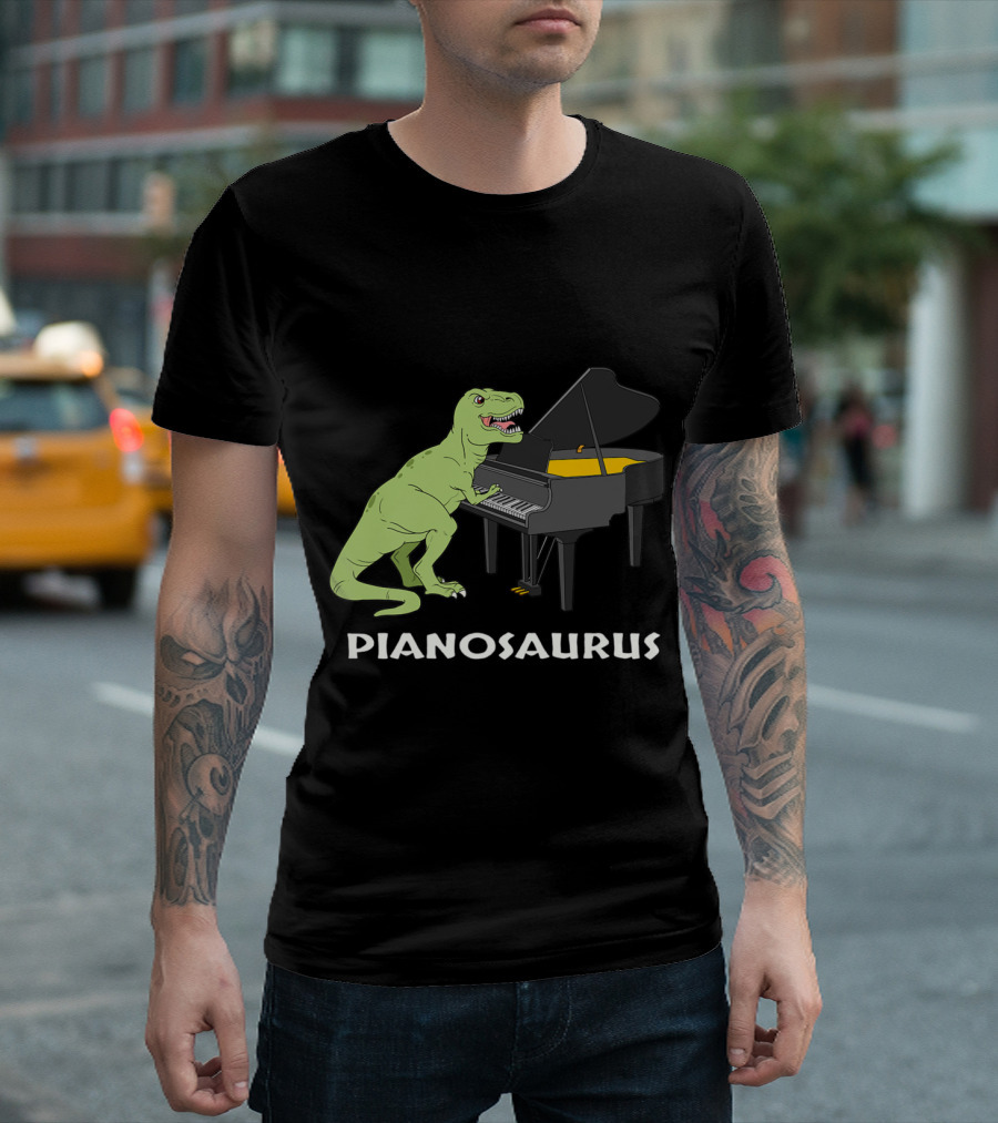 Pianosaurus Dinosaur Piano Keyboard Player T-Shirt