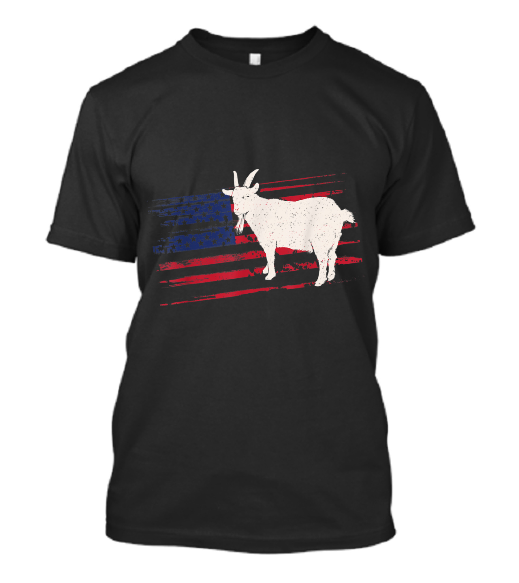 Chamois Goat Antelope Silhouette American Flag T-Shirt