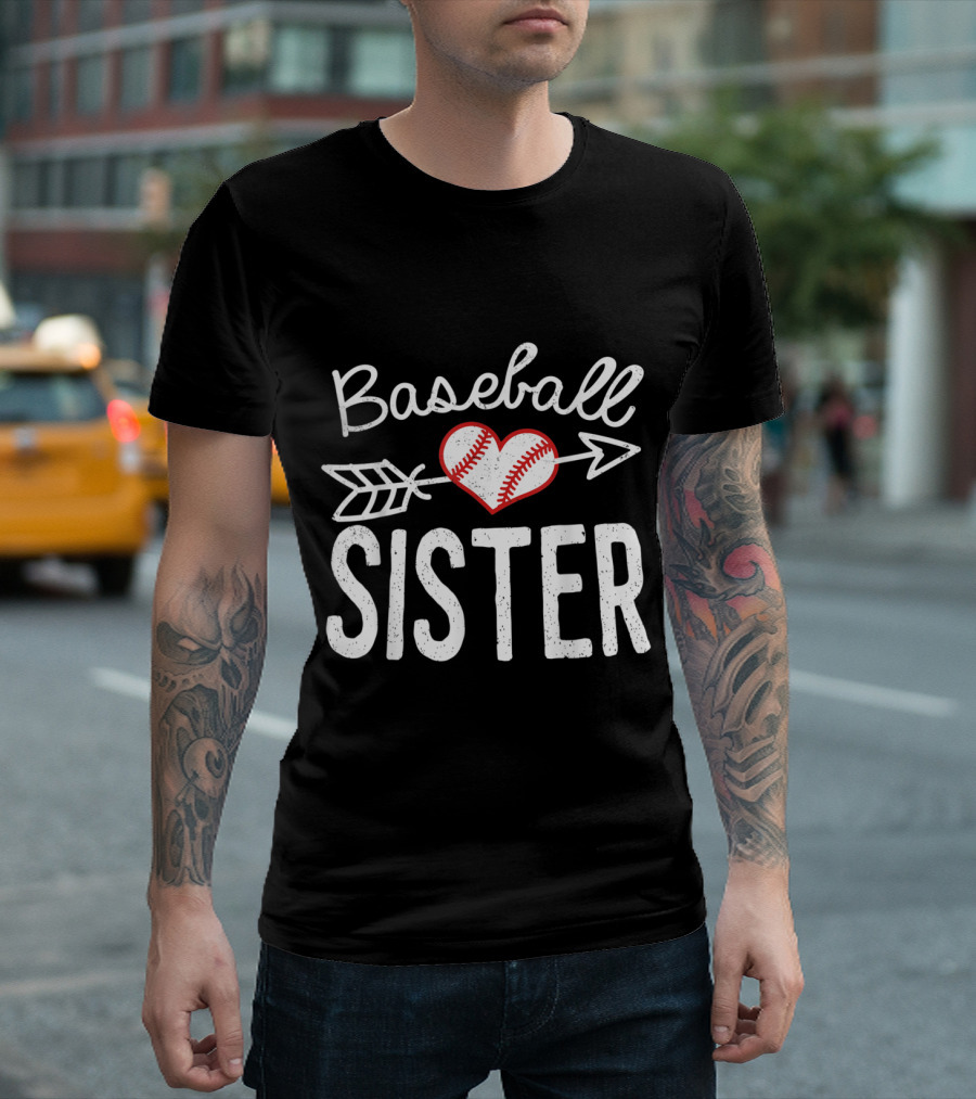 Baseball Sister Heart Arrow T-Shirt