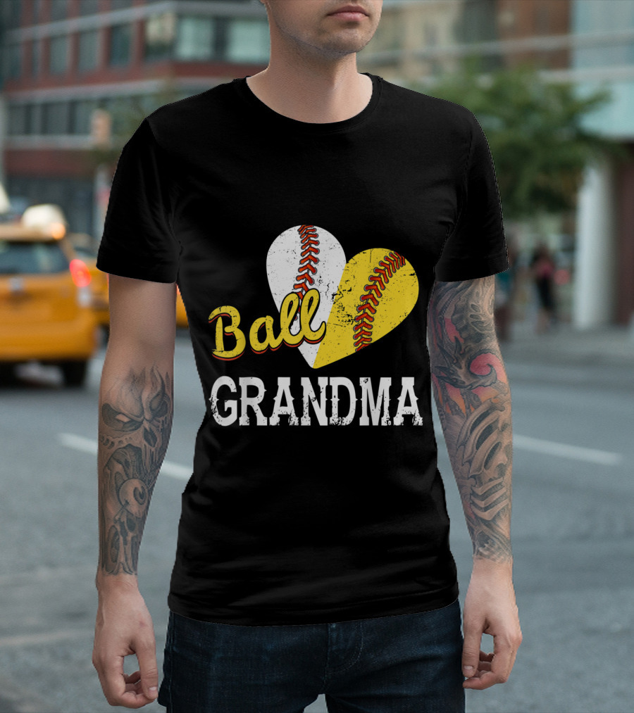 Ball Heart Grandma Baseball Softball T-Shirt