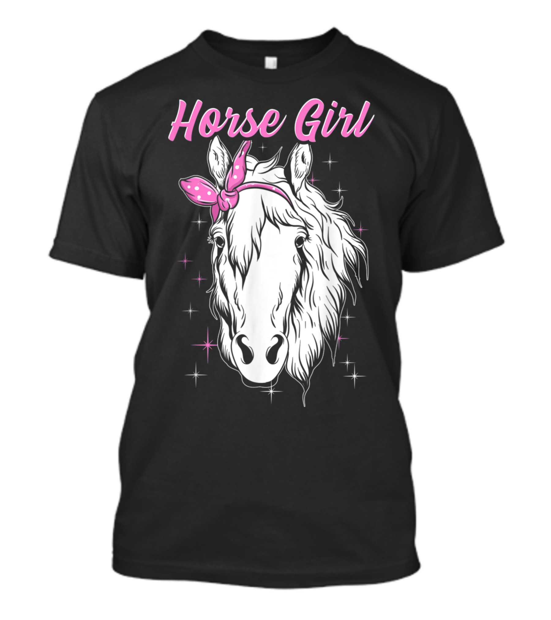 Horse Girl Equestrian Riding With Pink Bandana And Sparkles T-Shirt