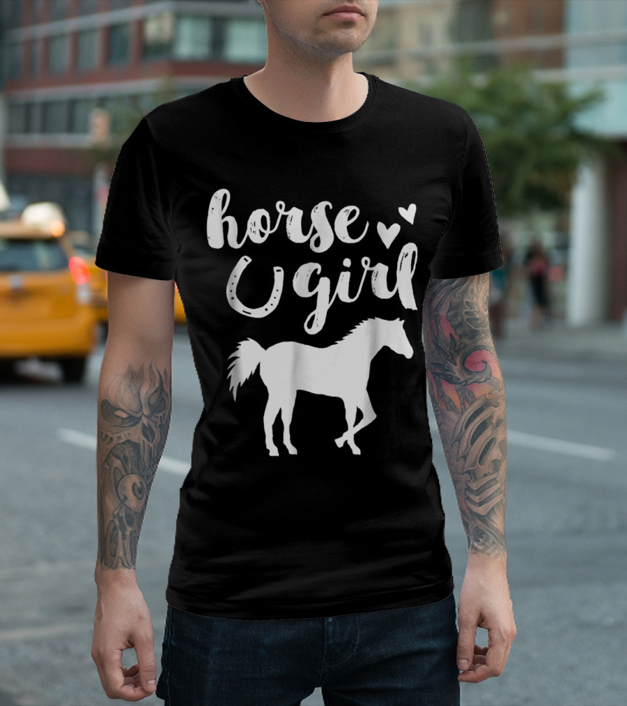 Horse Girl with Hearts and Silhouette Horse T-Shirt