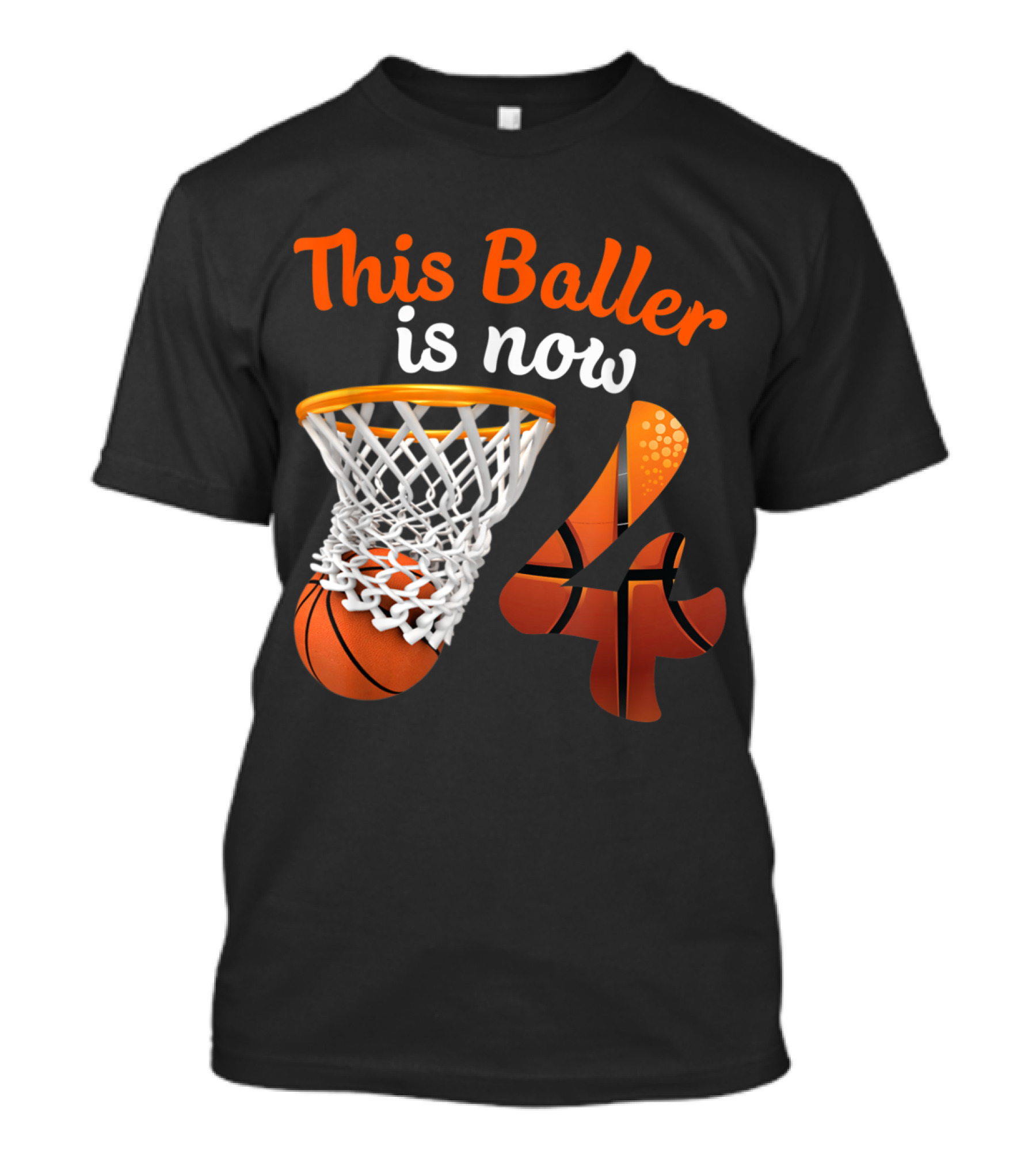 This Baller Is Now 4 Basketball Birthday Fun T-Shirt