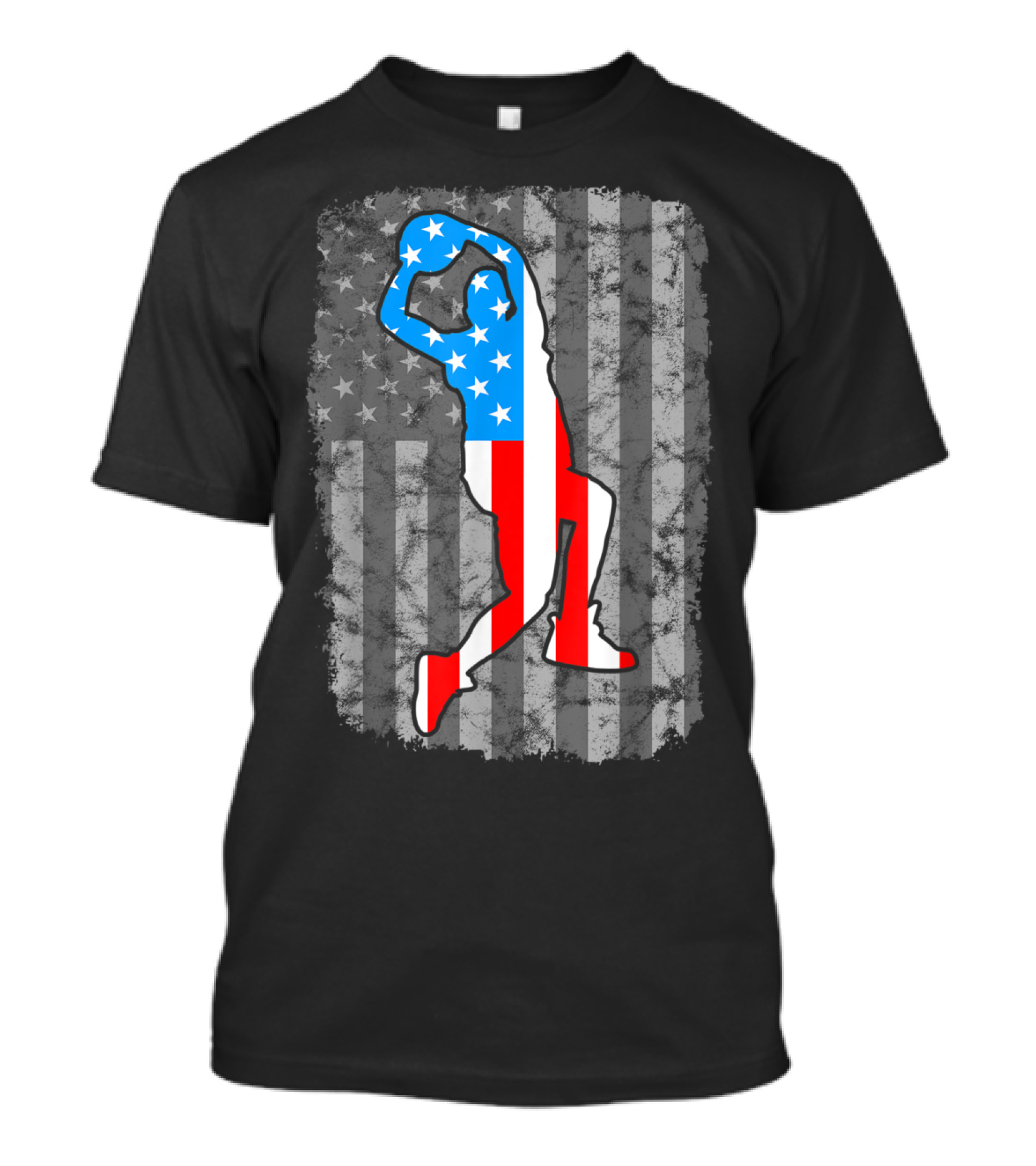 Vintage American Flag Basketball Silhouette T-Shirt