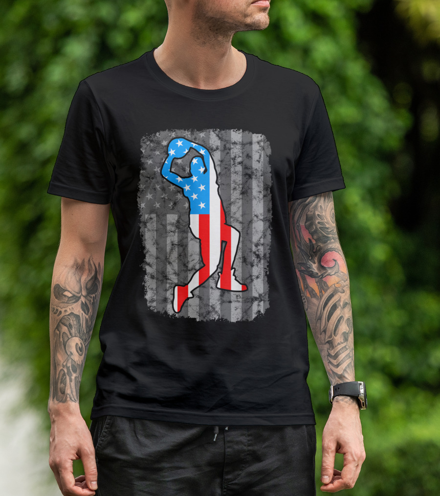 Vintage American Flag Basketball Silhouette T-Shirt
