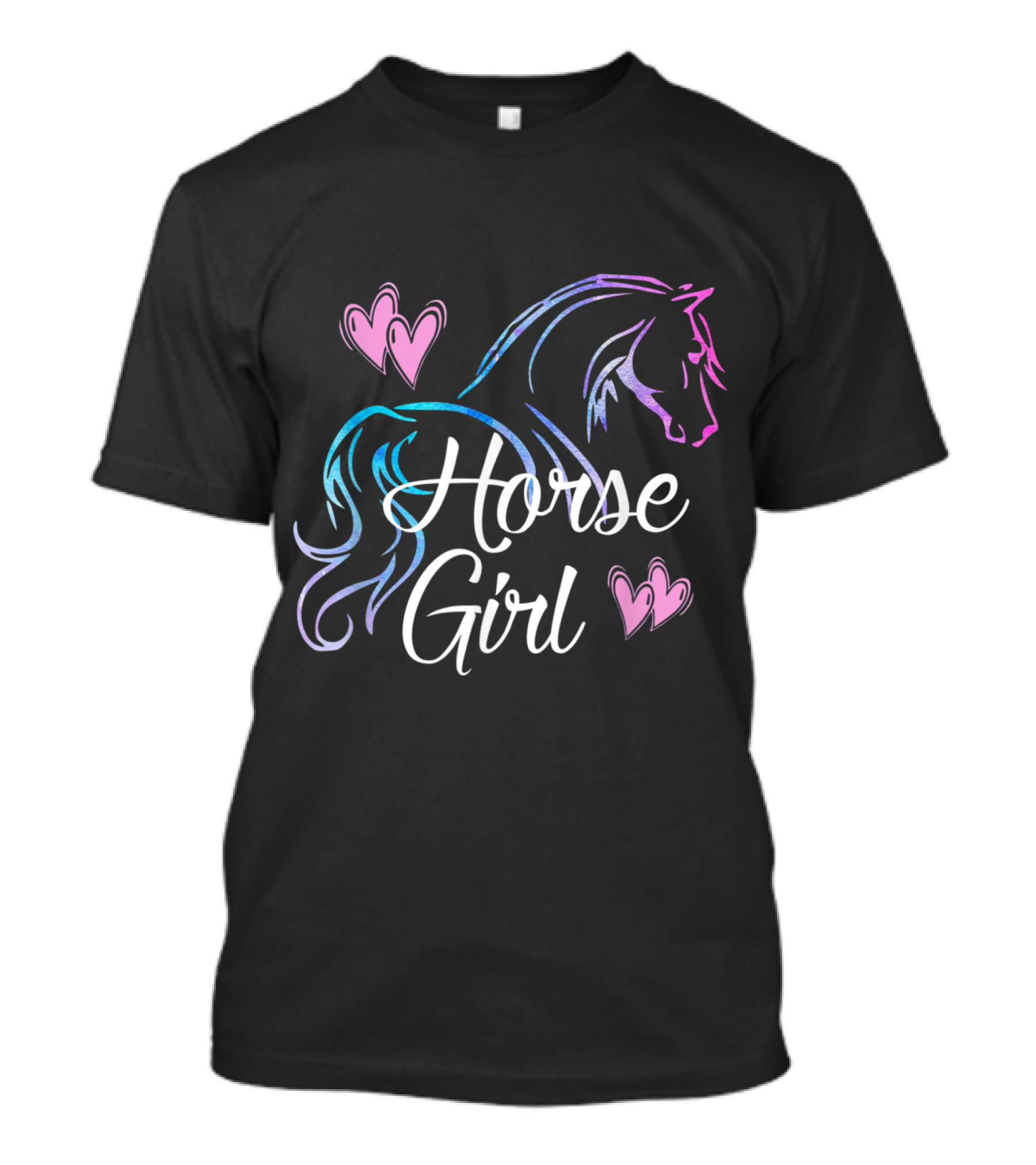 Horse Girl With Hearts And Stylized Horse Outline T-Shirt