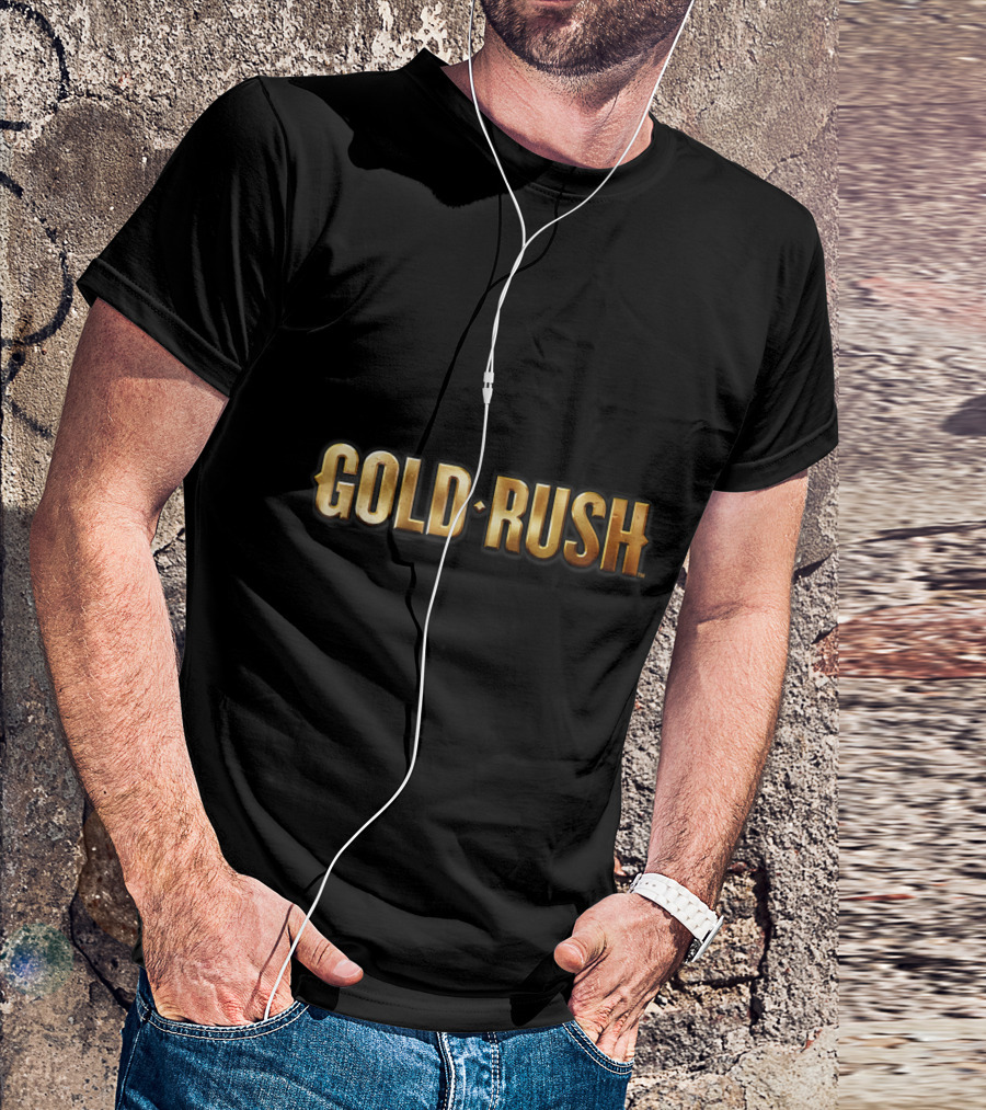 Discovery Channel Gold Rush Bright Metallic Text Image T-Shirt