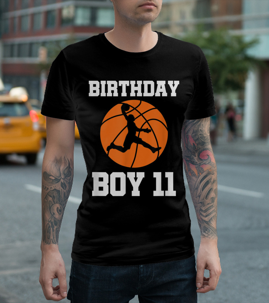 Birthday Boy 11 Basketball Slam Dunk T-Shirt