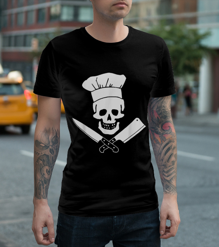 Skull With Chef Hat And Crossed Knives Cooking T-Shirt