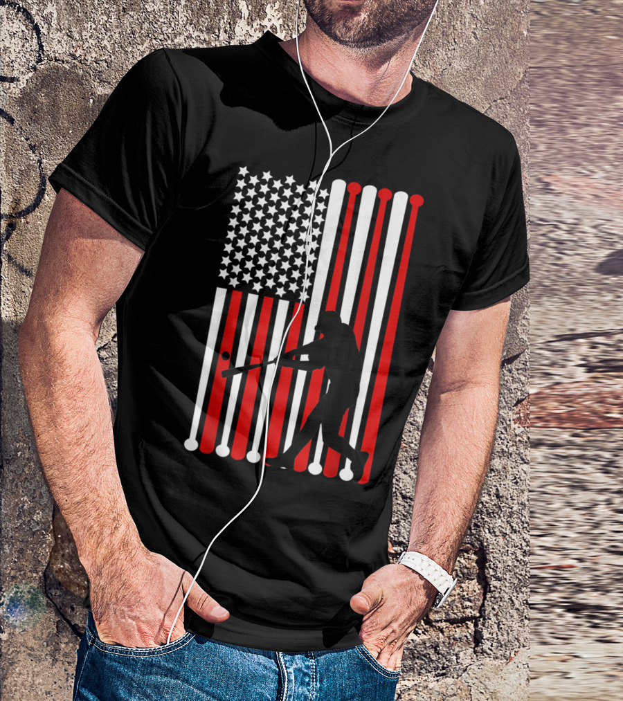 4th July Baseball USA Flag With Distressed T-Shirt