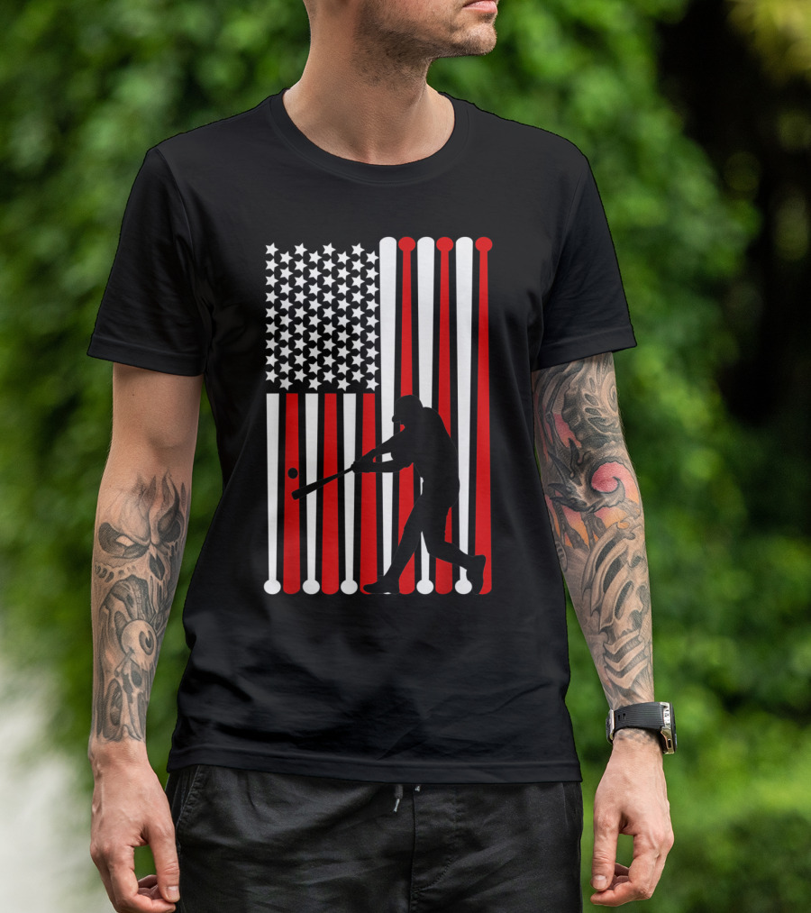 4th July Baseball USA Flag With Distressed T-Shirt