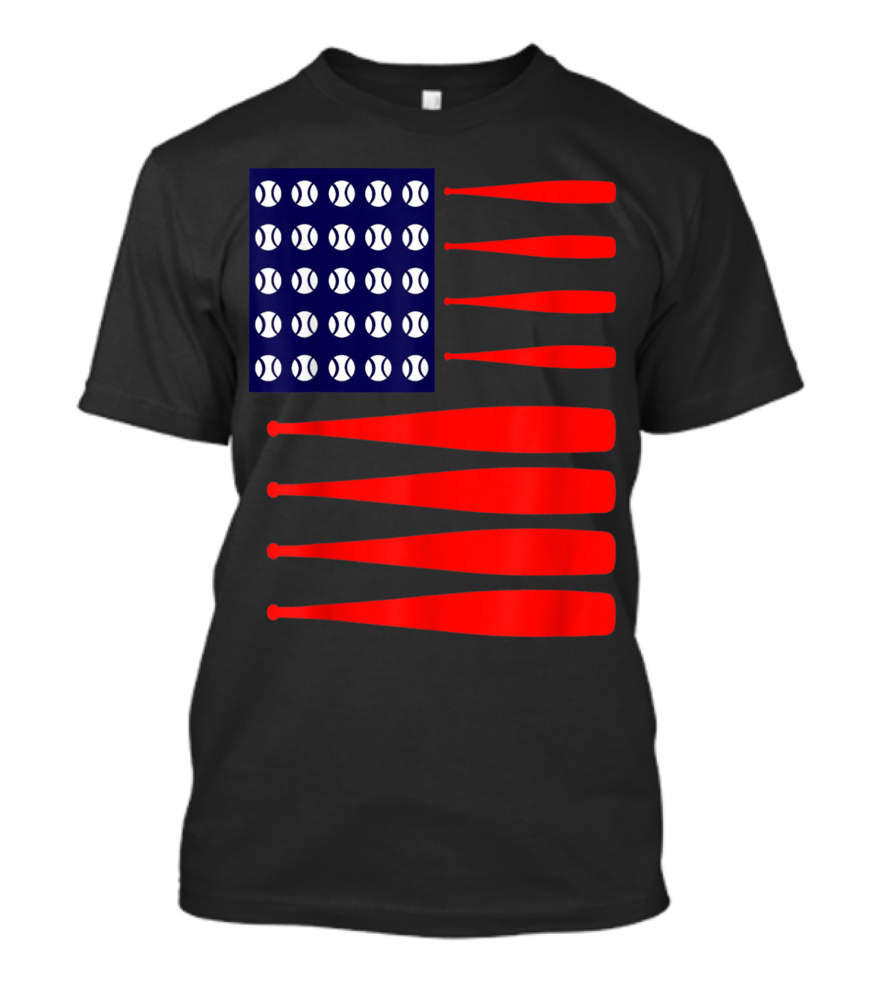 Patriotic 4th July USA Flag With Baseballs And Bats T-Shirt