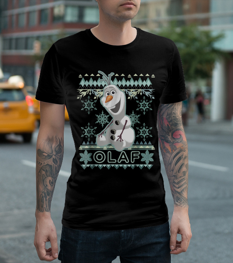 Disney Frozen Olaf Snowflake Pattern Christmas T-Shirt