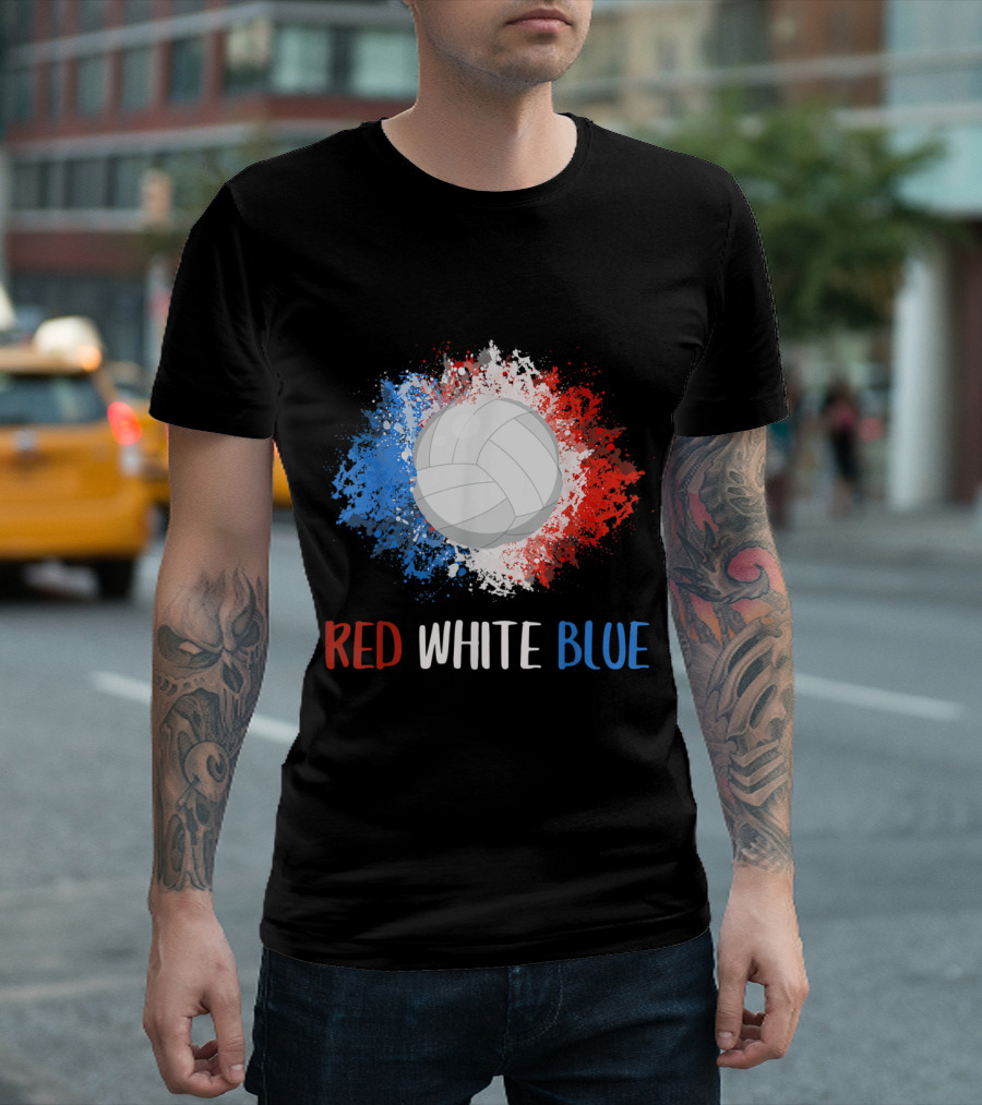 Red White Blue Volleyball Lovers US 4th July T-Shirt