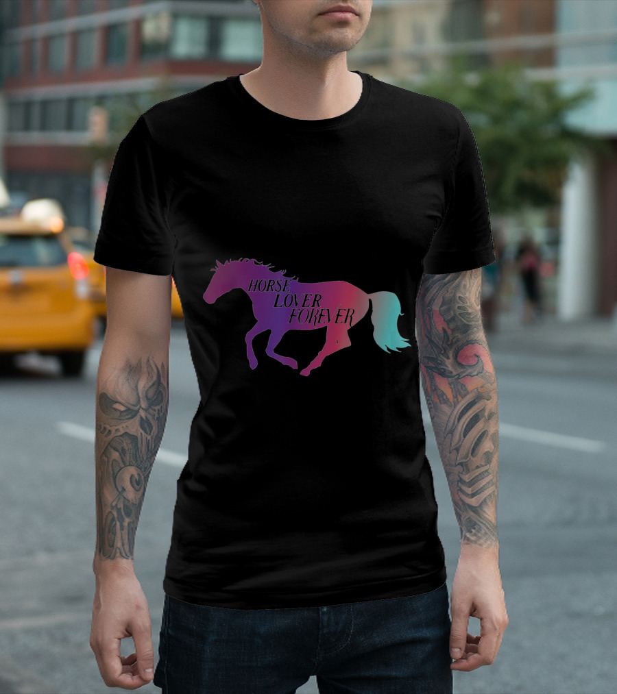Horse Lover Forever Equestrian Girl Gradient Horse T-Shirt