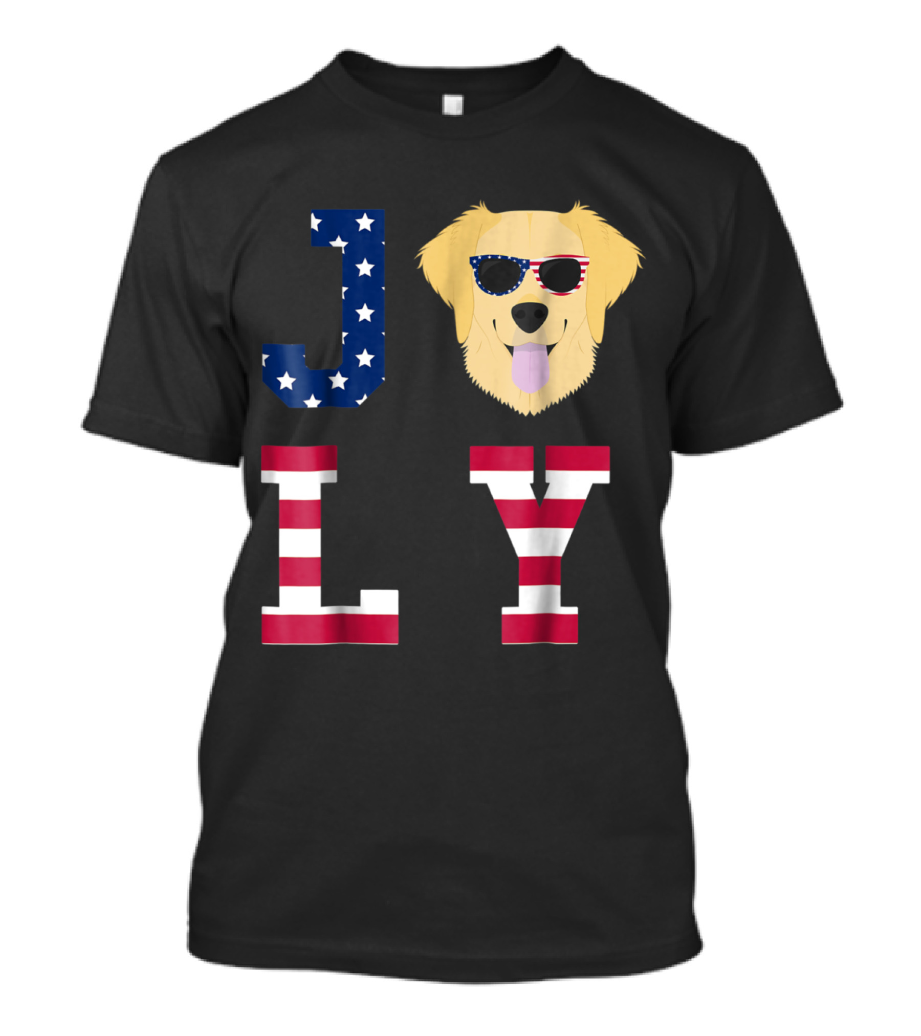JOLY Golden Retriever With American Flag Sunglasses For 4th Of July T-Shirt