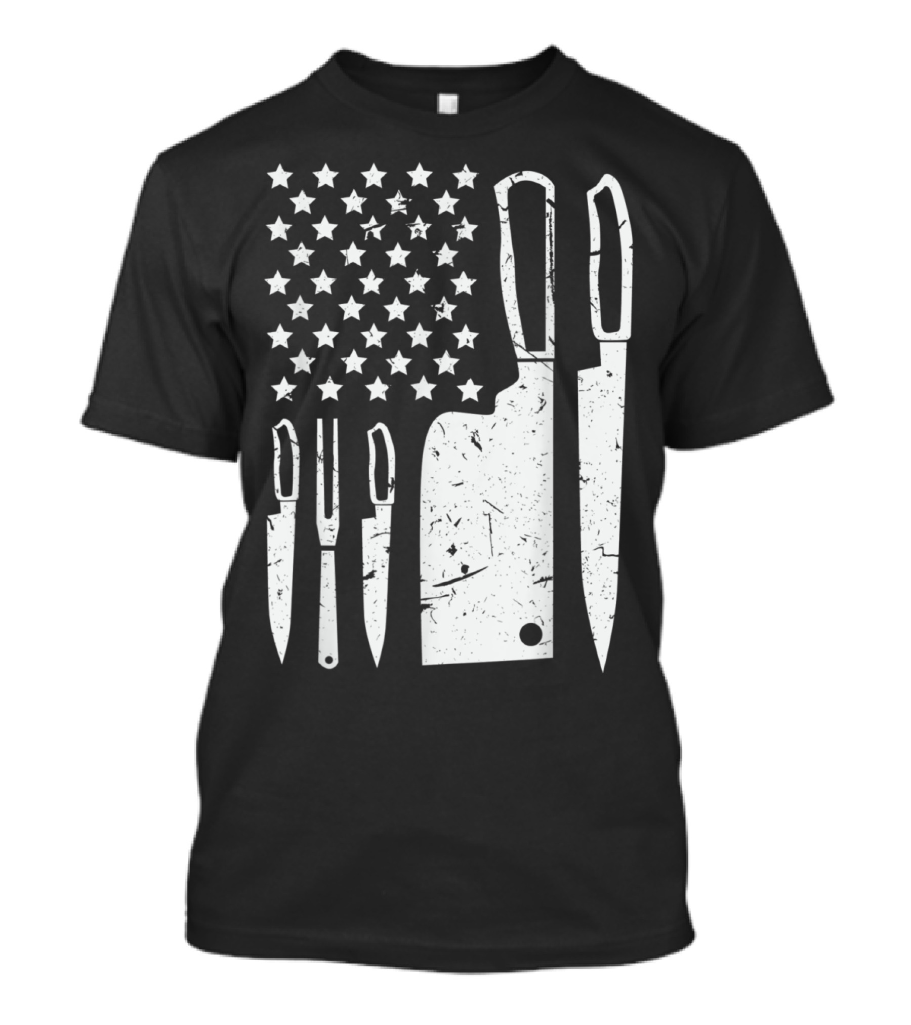 Patriotic American Chef Knife Set With Stars And Cleaver T-Shirt