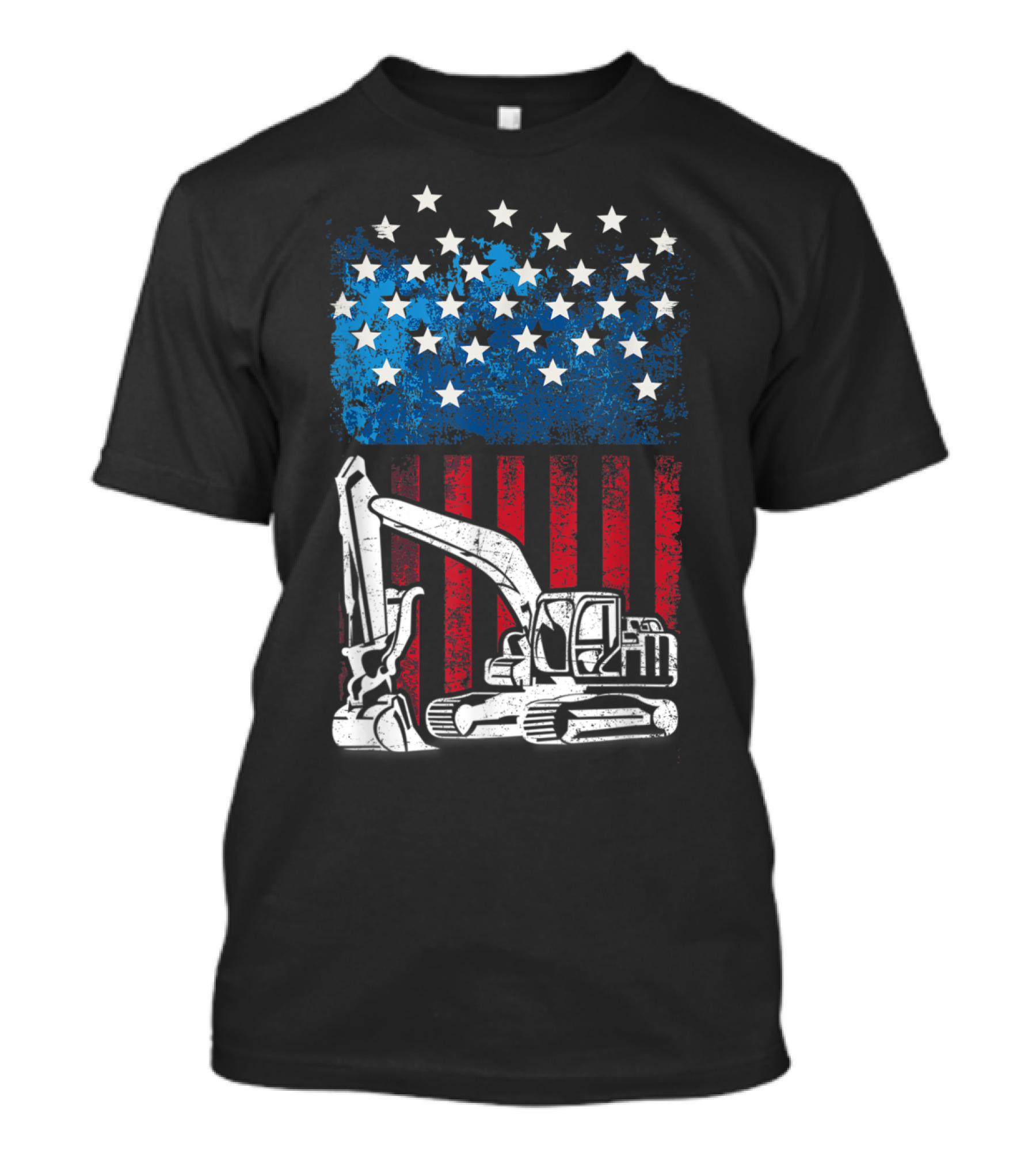 4th Of July American Flag Construction Machine T-Shirt
