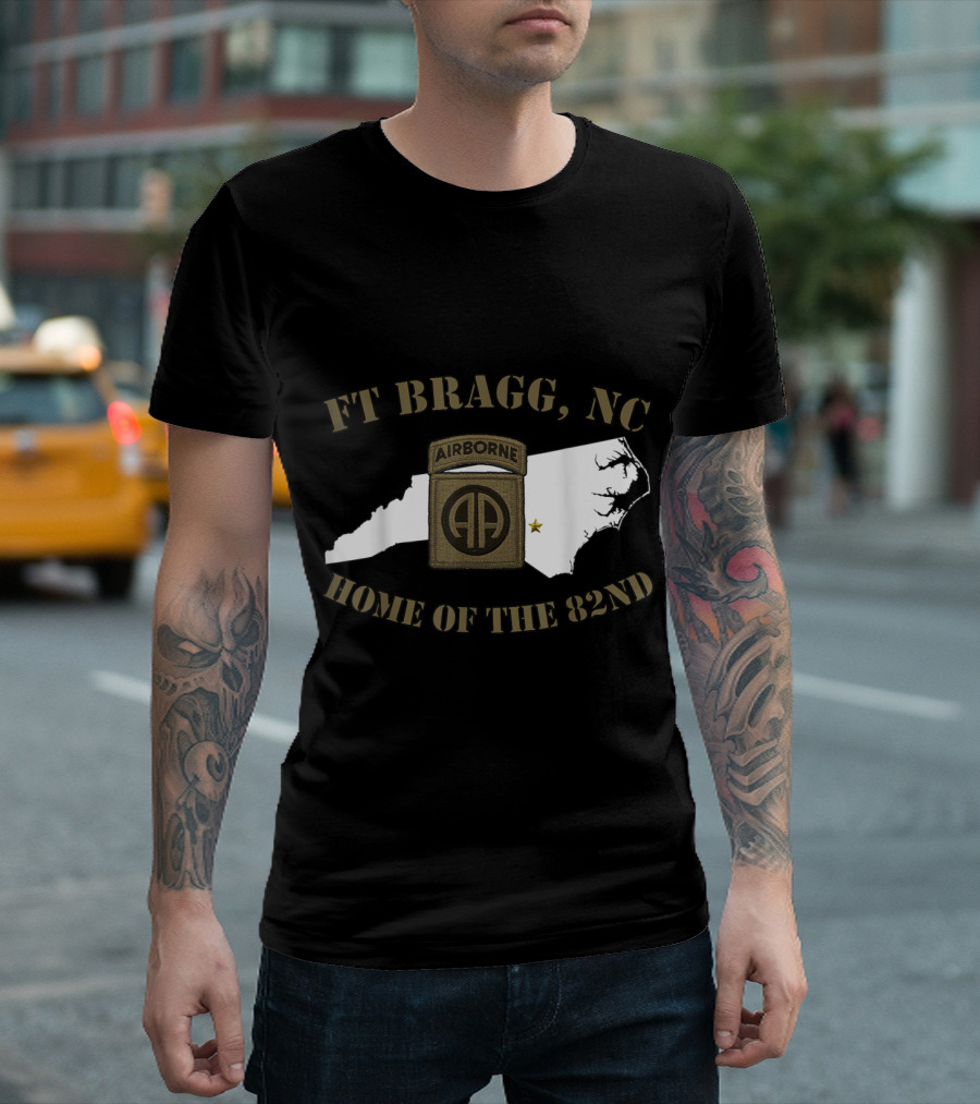 Ft Bragg NC Home of the 82nd Airborne Division Map Badge T-Shirt