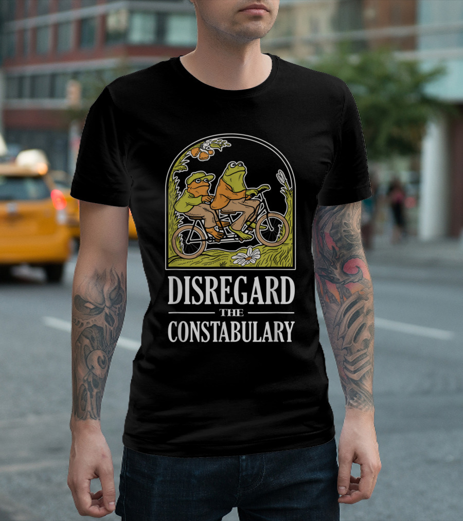 Disregard The Constabulary Frog and Toad Bicycle Duo Retro T-Shirt