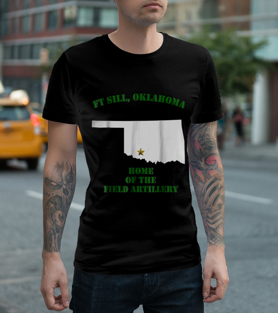 Ft Sill Oklahoma Home of the Field Artillery State Outline Star T-Shirt